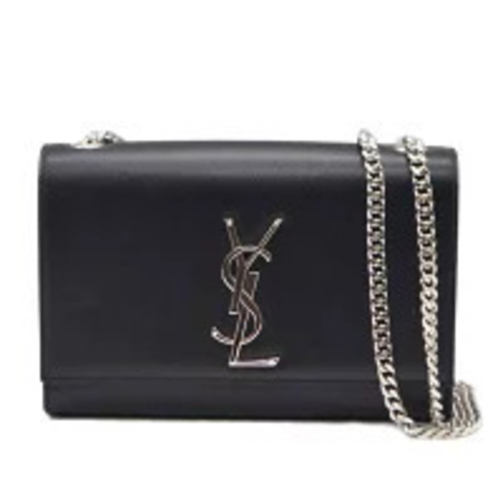 Saint Laurent Kate Chain Grained Calf Leather Shoulder Bag Noir Black